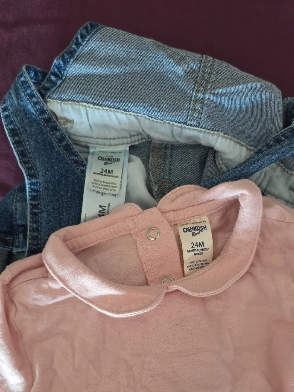 OshKosh B'gosh Pink Long Sleeve Tee with Denim Overalls